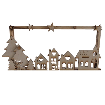 Ramka drewniane miasteczko, świąteczna wioska